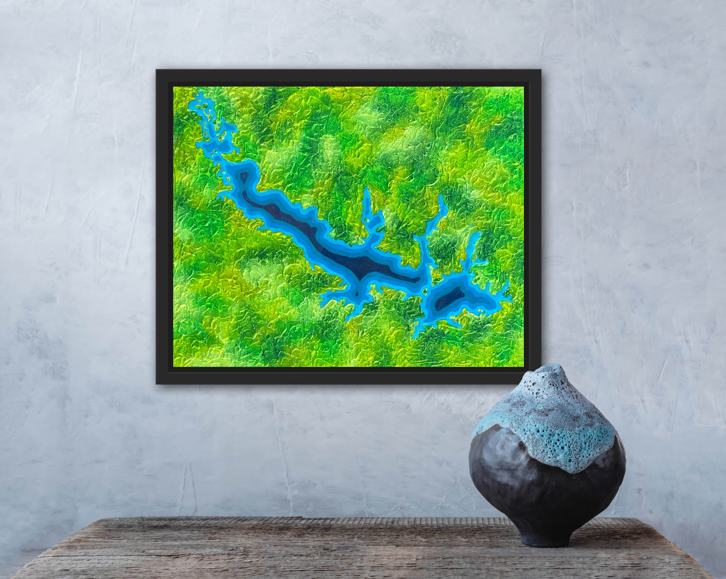 Lake O’ the Pines, Texas - 16x20 Fine Art Map made with Acrylic & Resin on Canvas