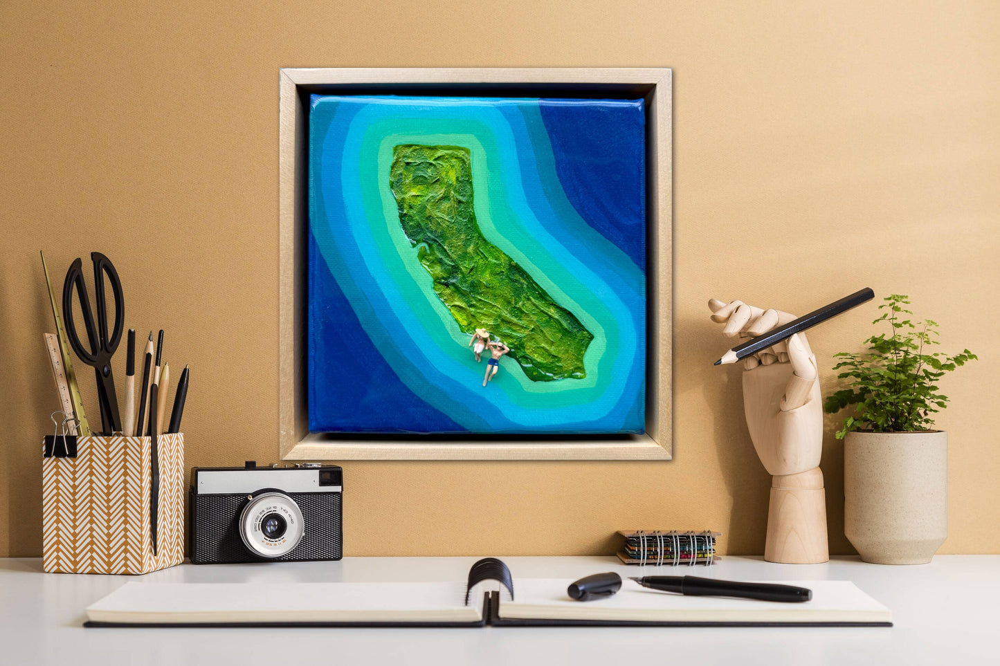 The Island of California: Just You & Me 6x6 Original Framed
