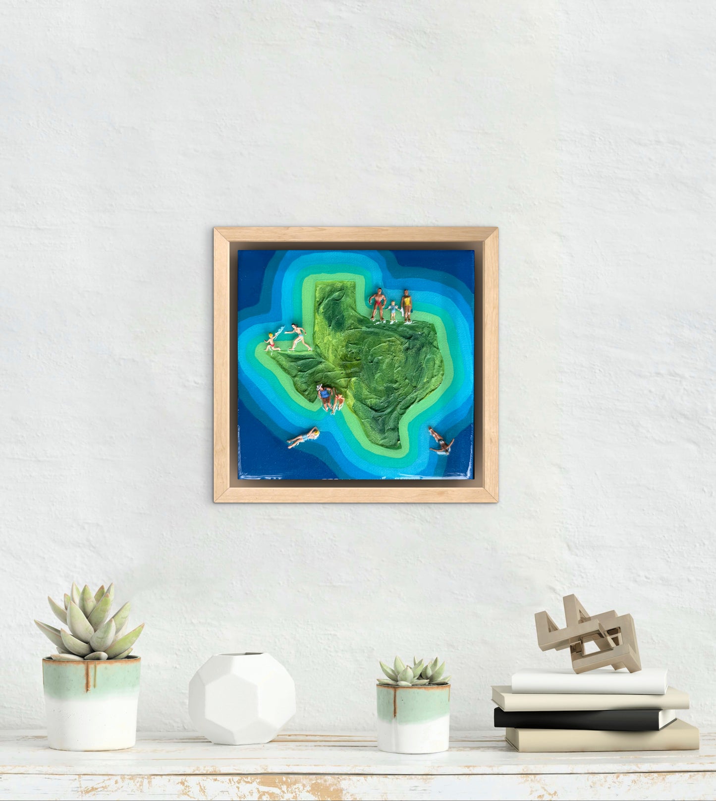 The Island of Texas: Better Together 6x6 Original Framed