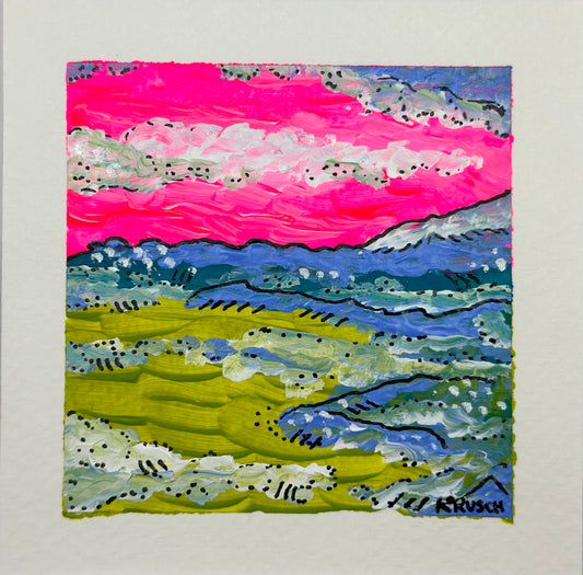 Bliss Abyss - 4x4 acrylic mini painting in 8x8 frame