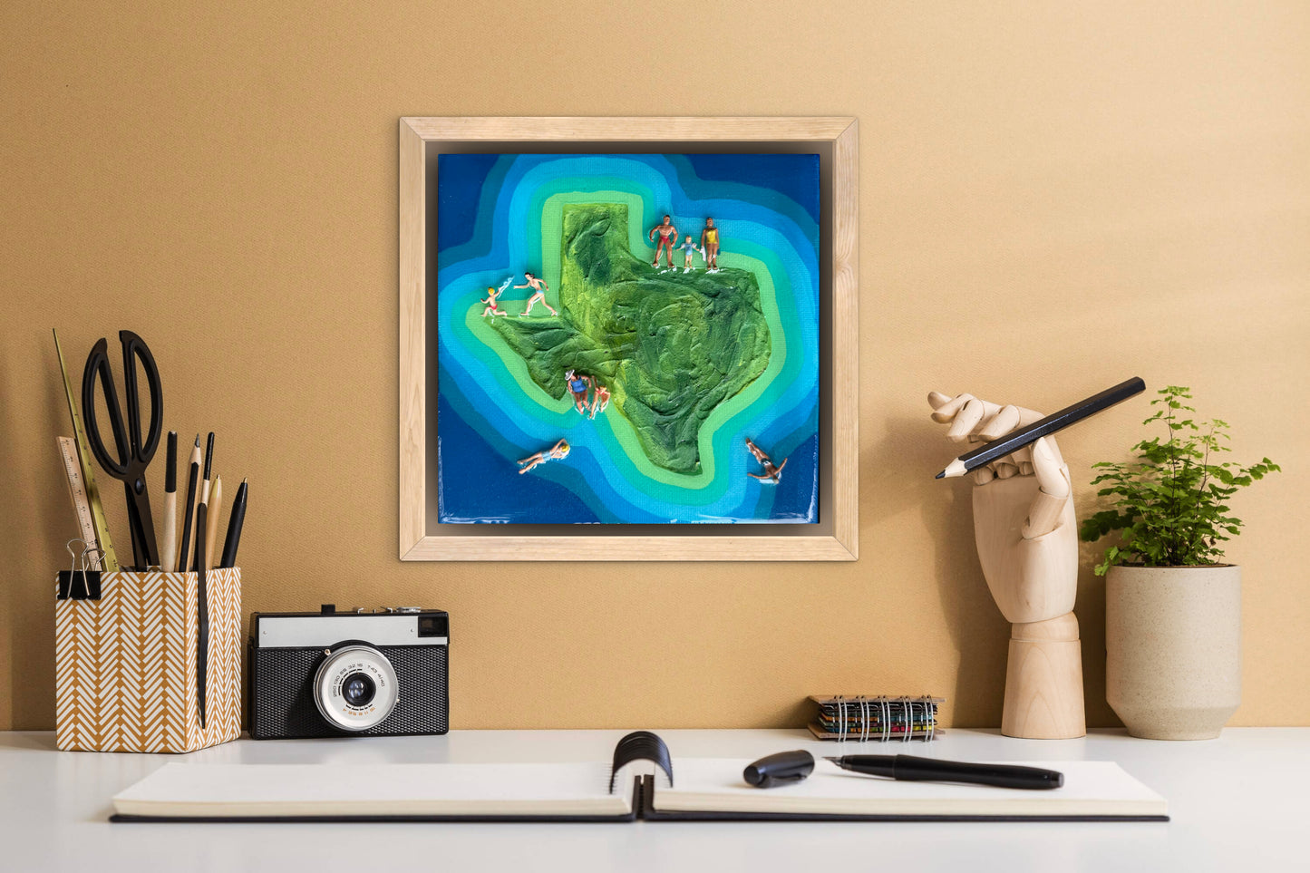 The Island of Texas: Better Together 6x6 Original Framed
