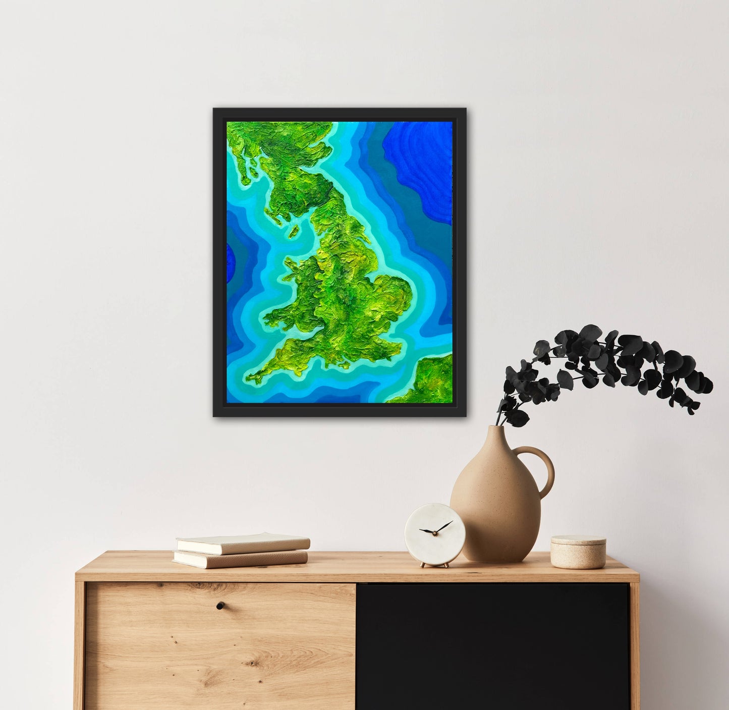 England 🏴󠁧󠁢󠁥󠁮󠁧󠁿🇬🇧 - 16x20 Fine Art Map made with Acrylic & Resin on Canvas