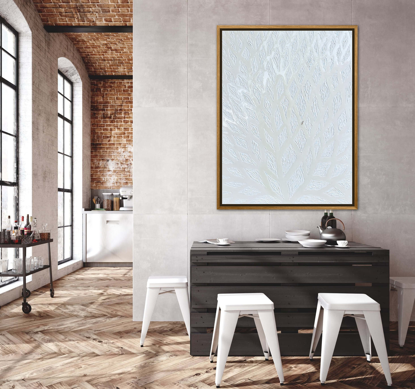 The Path to Dancing in the Clouds - 30x40in Mixed Media Textured Artwork Framed