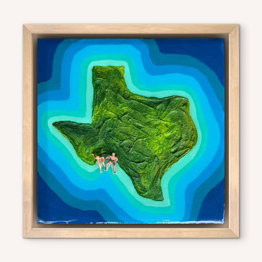 The Island of Texas: Just Us 6x6 Original Framed