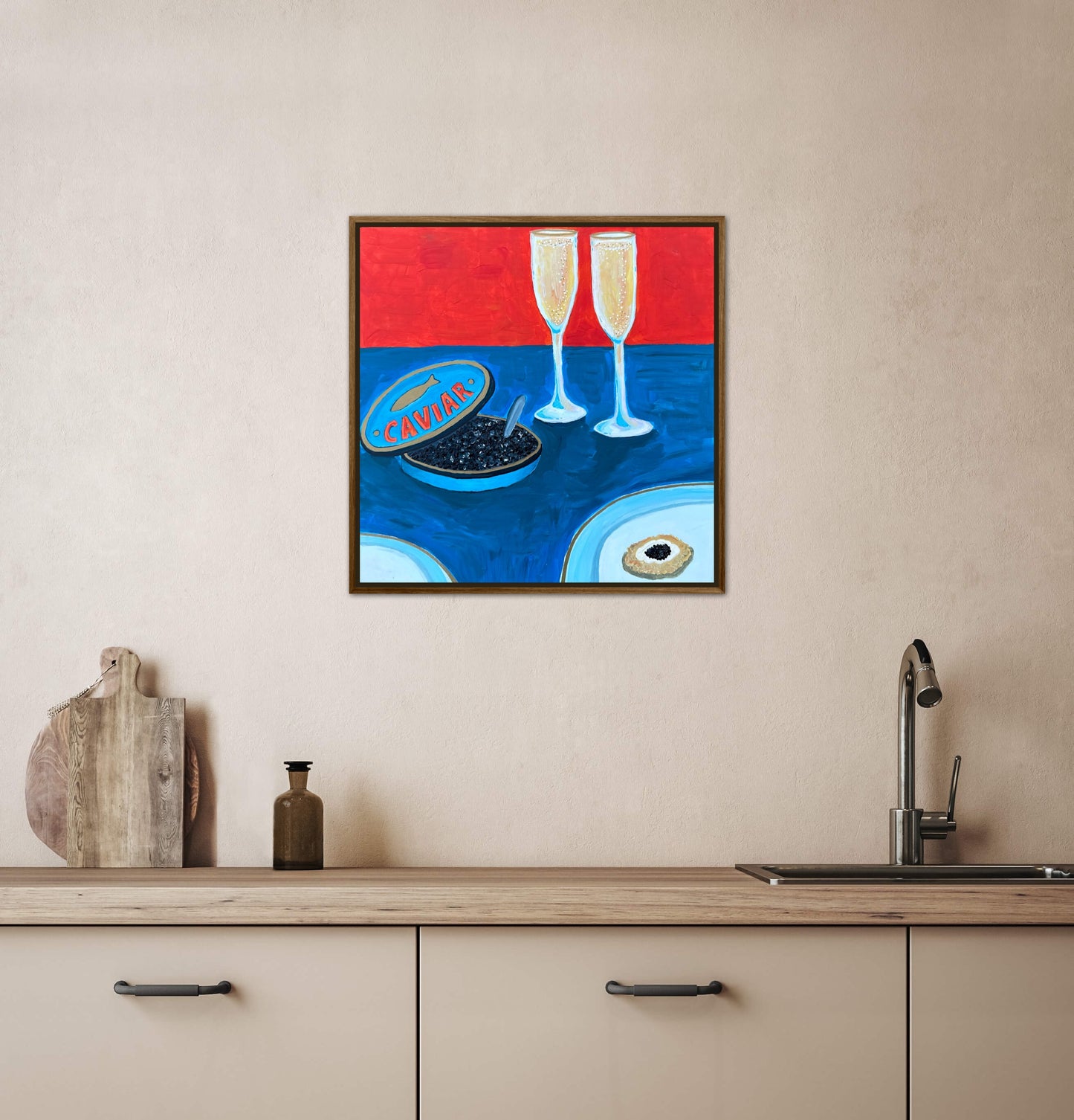 Little Luxuries Collection: We Go Together Like Champagne & Caviar - 12x12in Original Art