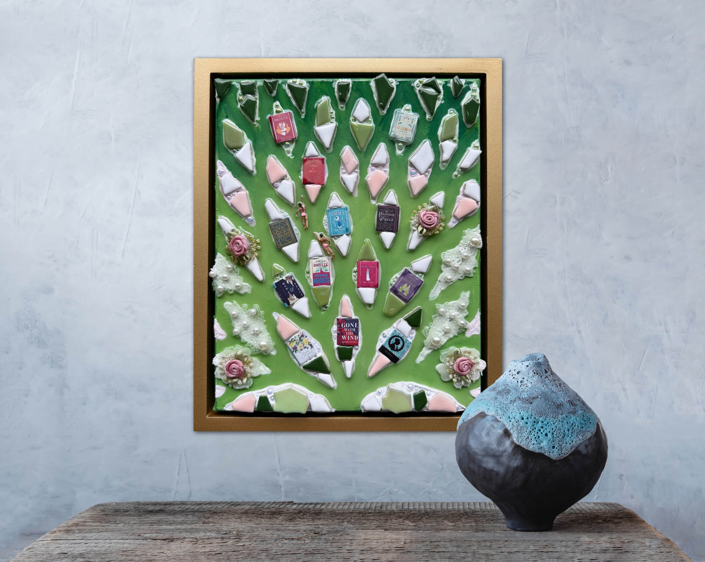 The Path to Romance - 8x10in Mixed Media; Sand, Acrylic & Resin on Canvas Framed