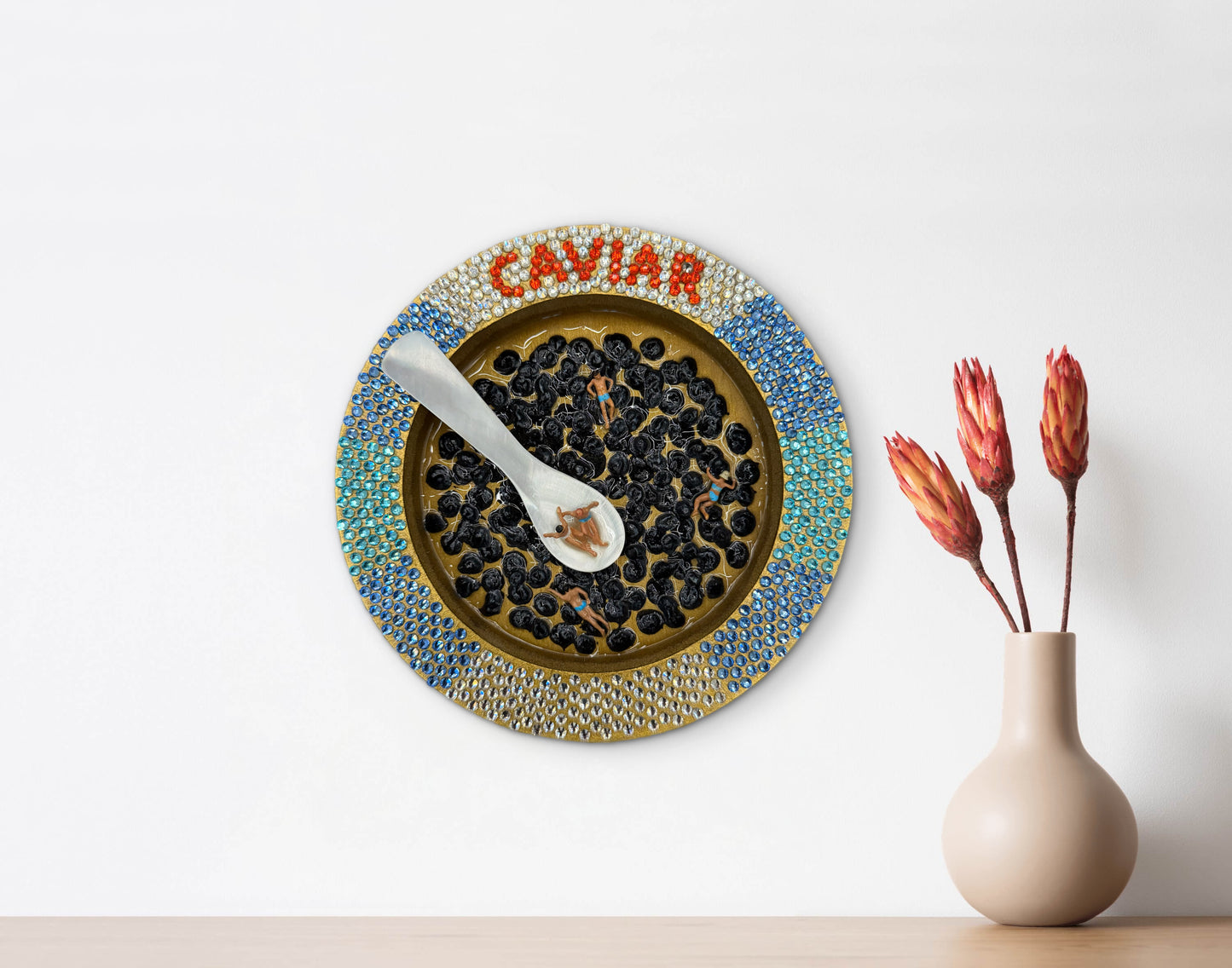Caviart: Caviar State of Mind 6x6in Mixed Media Original Art