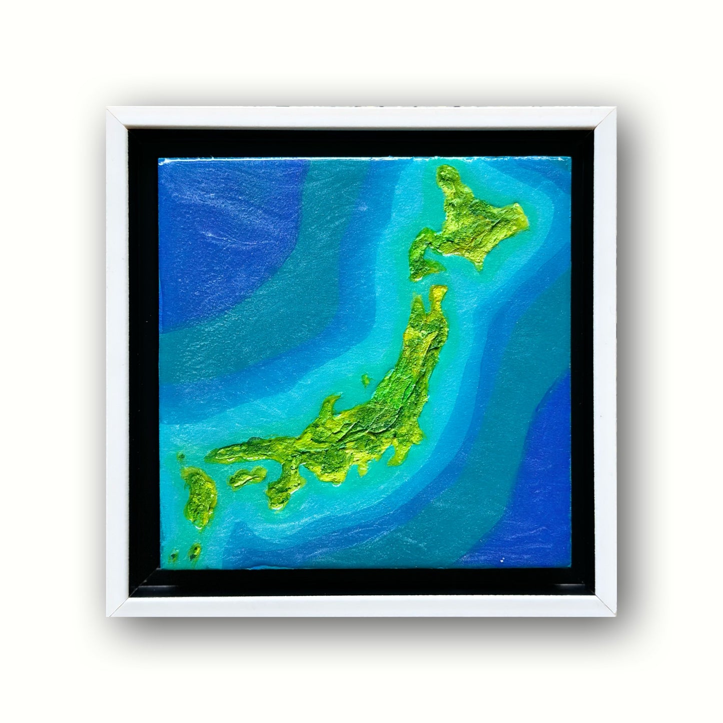 JAPAN MINI ISLAND ART MAP - 6x6 Framed Acrylic & Resin on Wood Panel