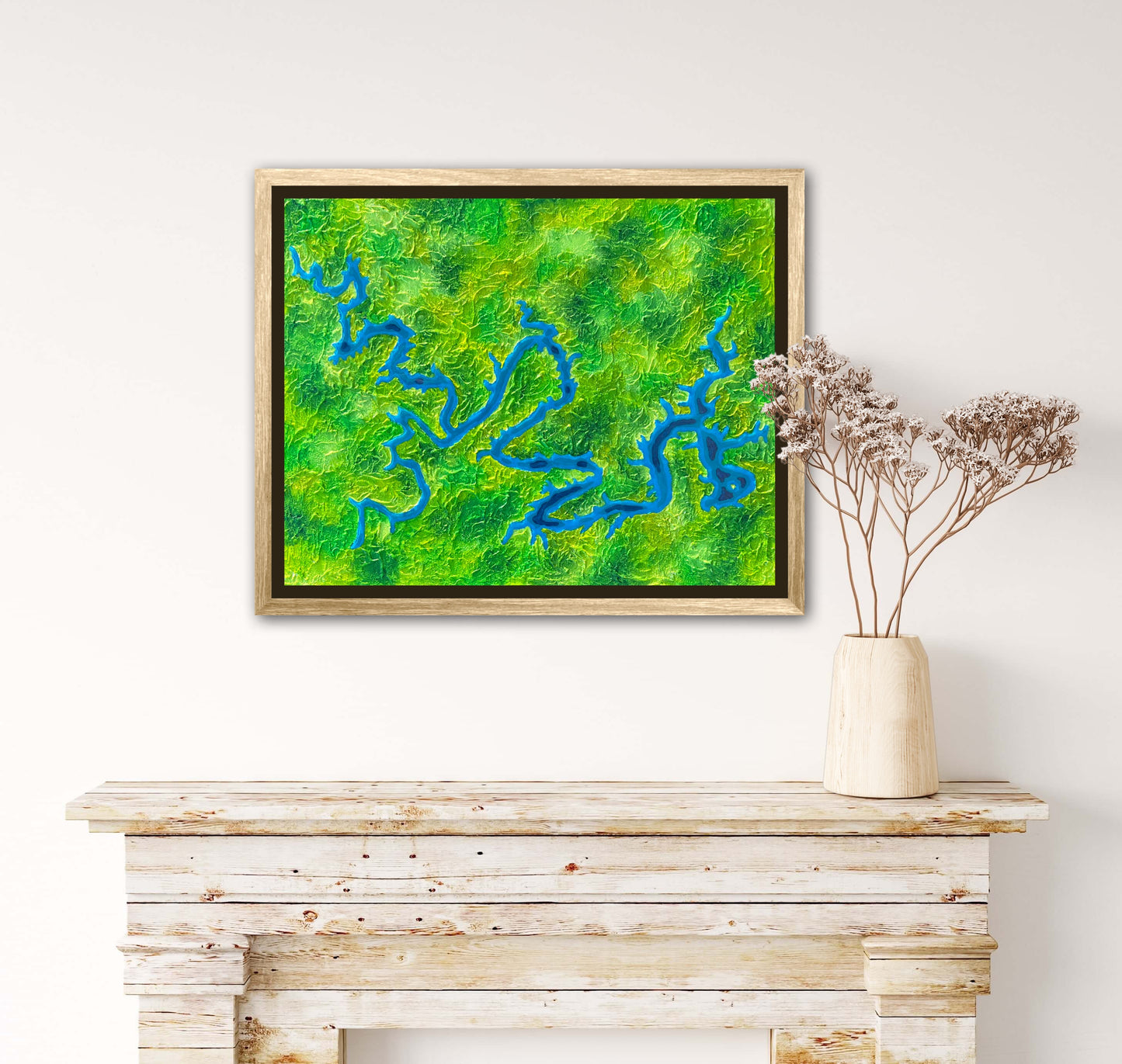 Lake Travis, Texas - 16x20 Fine Art Map made with Acrylic & Resin on Canvas