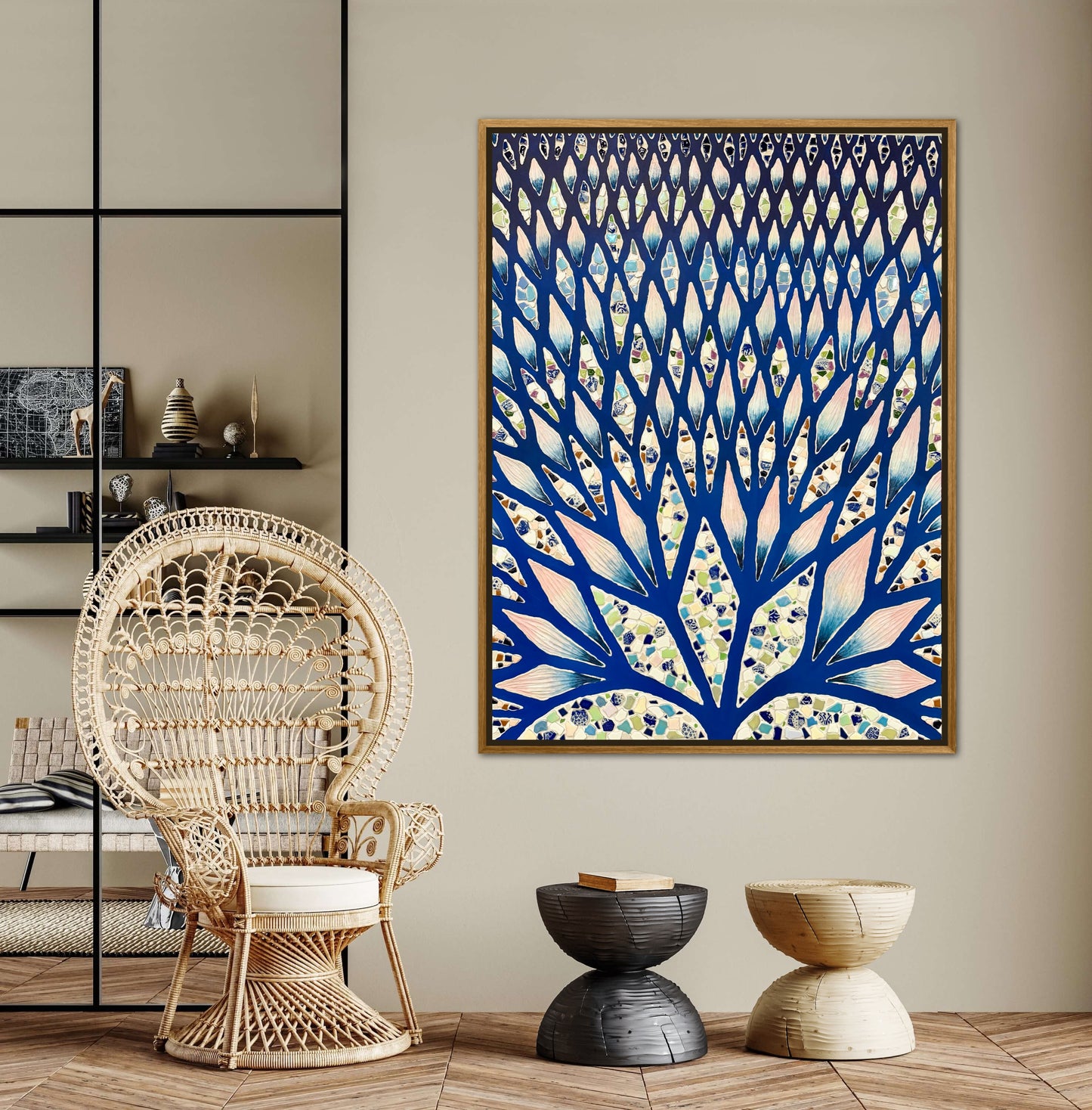 The Path to Inner Peace - 36x48in Mixed Media Textured Artwork Framed