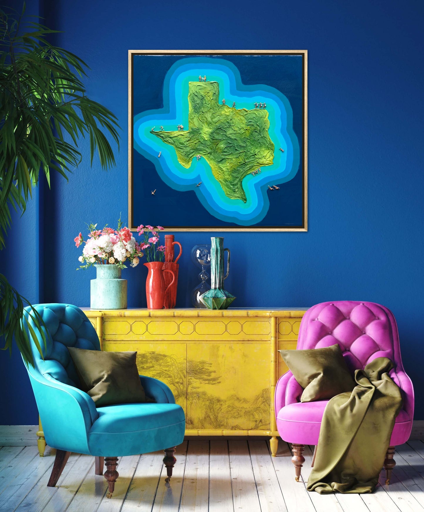 The Island of Texas 24x24in Original Framed