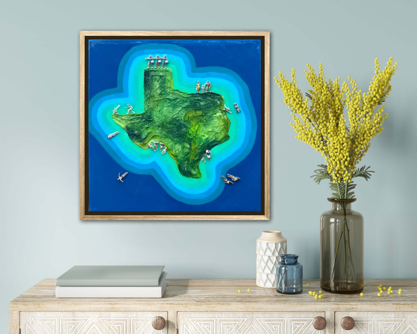The Island of Texas 12x12in Original Framed