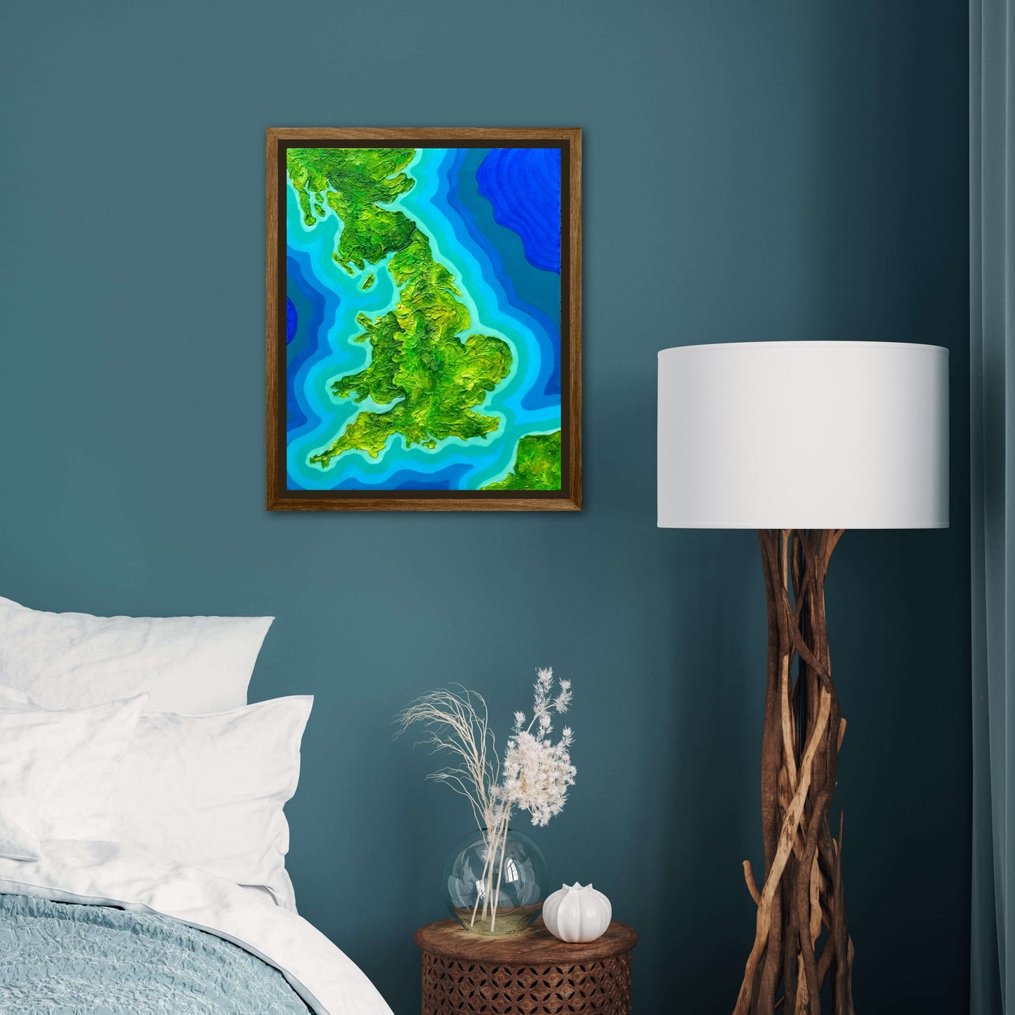 England 🏴󠁧󠁢󠁥󠁮󠁧󠁿🇬🇧 - 16x20 Fine Art Map made with Acrylic & Resin on Canvas