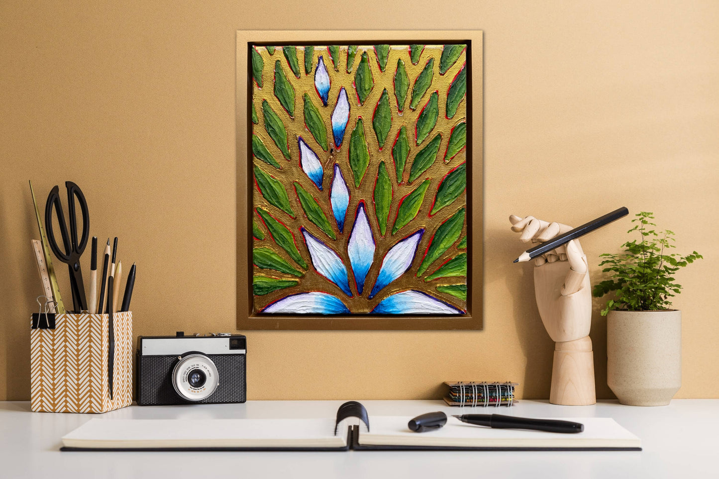 The Golden Path - 8x10in Mixed Media; Sand, Acrylic & Resin on Canvas Framed