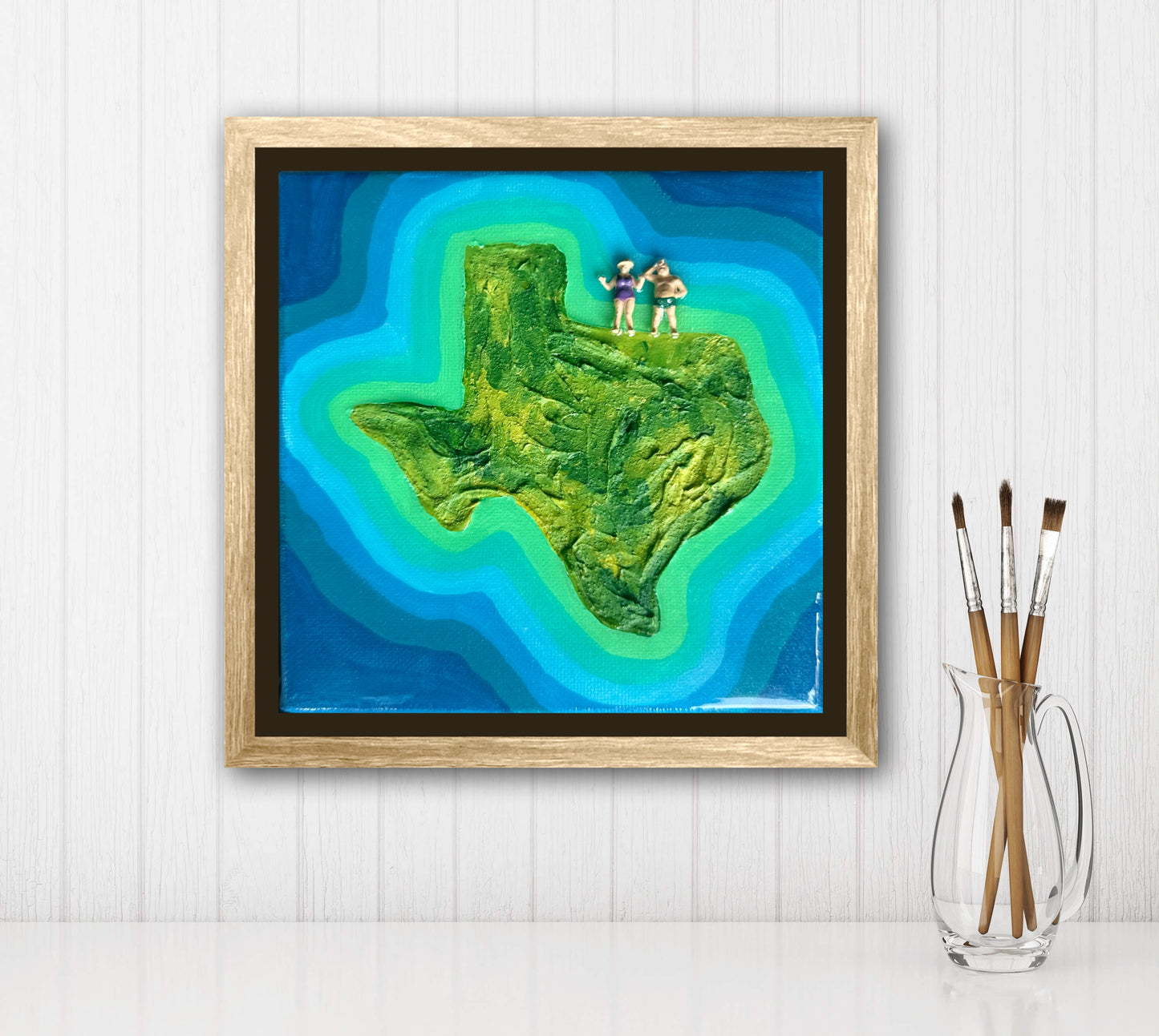 The Island of Texas: For Life 6x6 Original Framed
