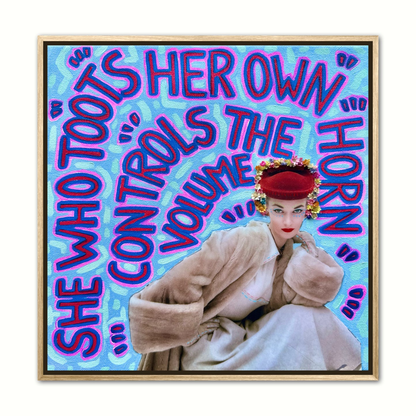 Vogue Reflections: She Who Toots Her Own Horn - 12x12in Acrylic & Resin on Canvas