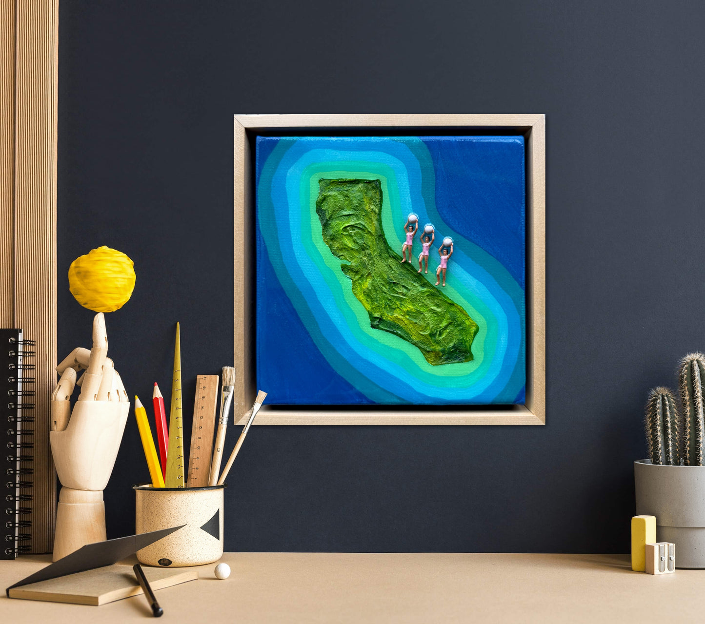 The Island of California: Girls Just Wanna Have Fun 6x6 Original Framed