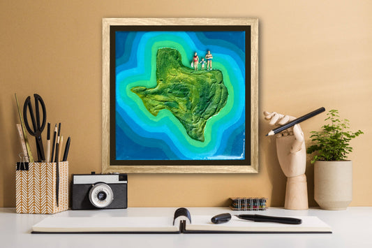 The Island of Texas: Together 6x6 Original Framed