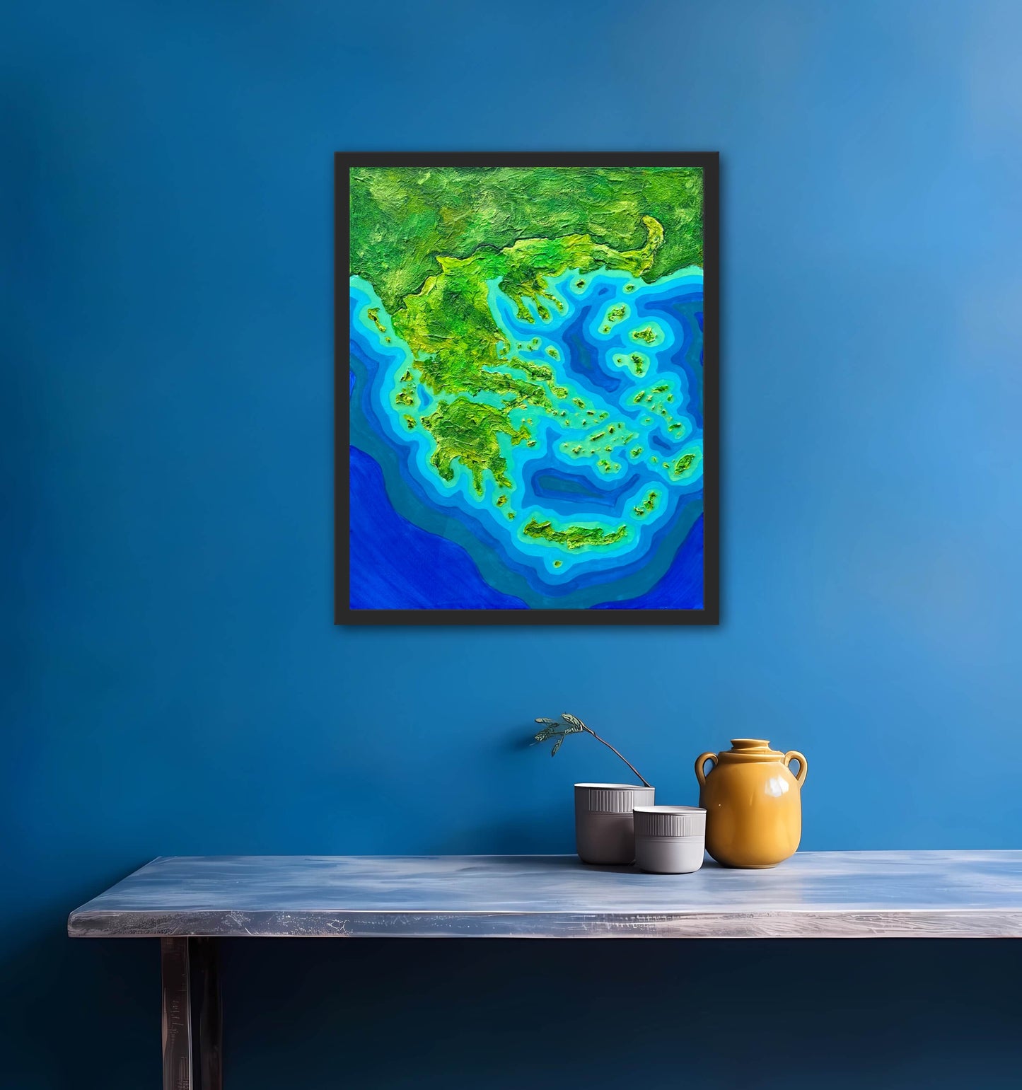 Greece 🇬🇷 - 16x20 Fine Art Map made with Acrylic & Resin on Canvas