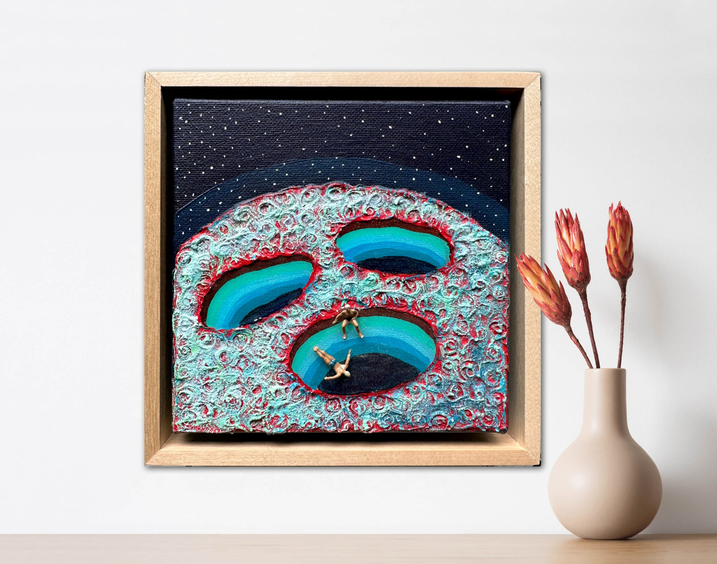 Vacation on Mars: Together Let’s Dive 6x6 Original Framed