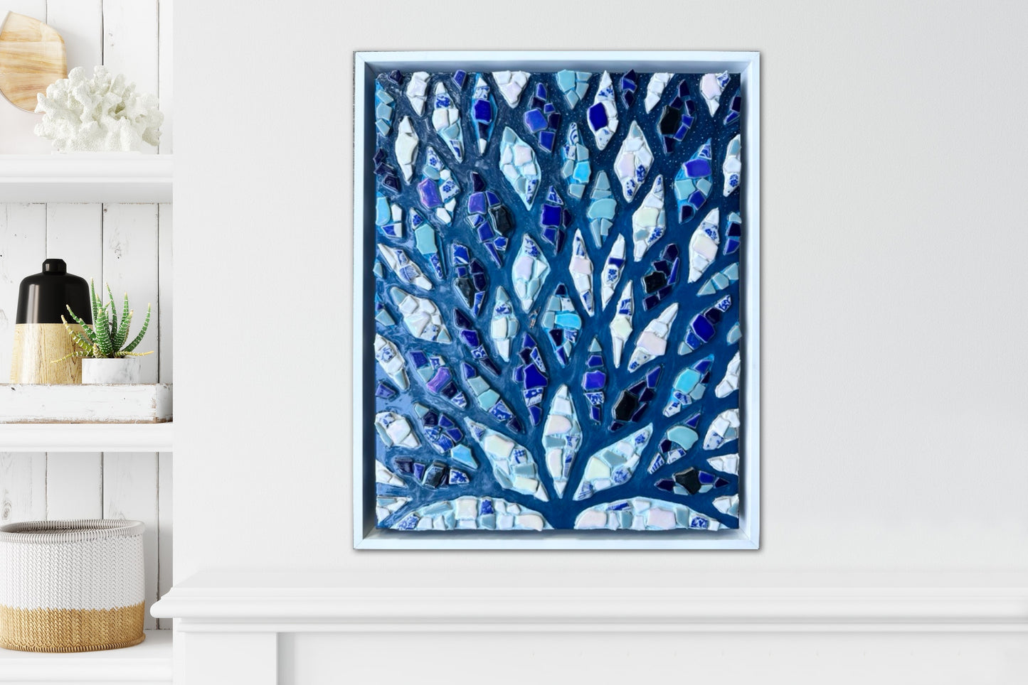 The Path is Blue Without You ll - 16x20in Mixed Media; Sand, Acrylic & Resin on Canvas Framed