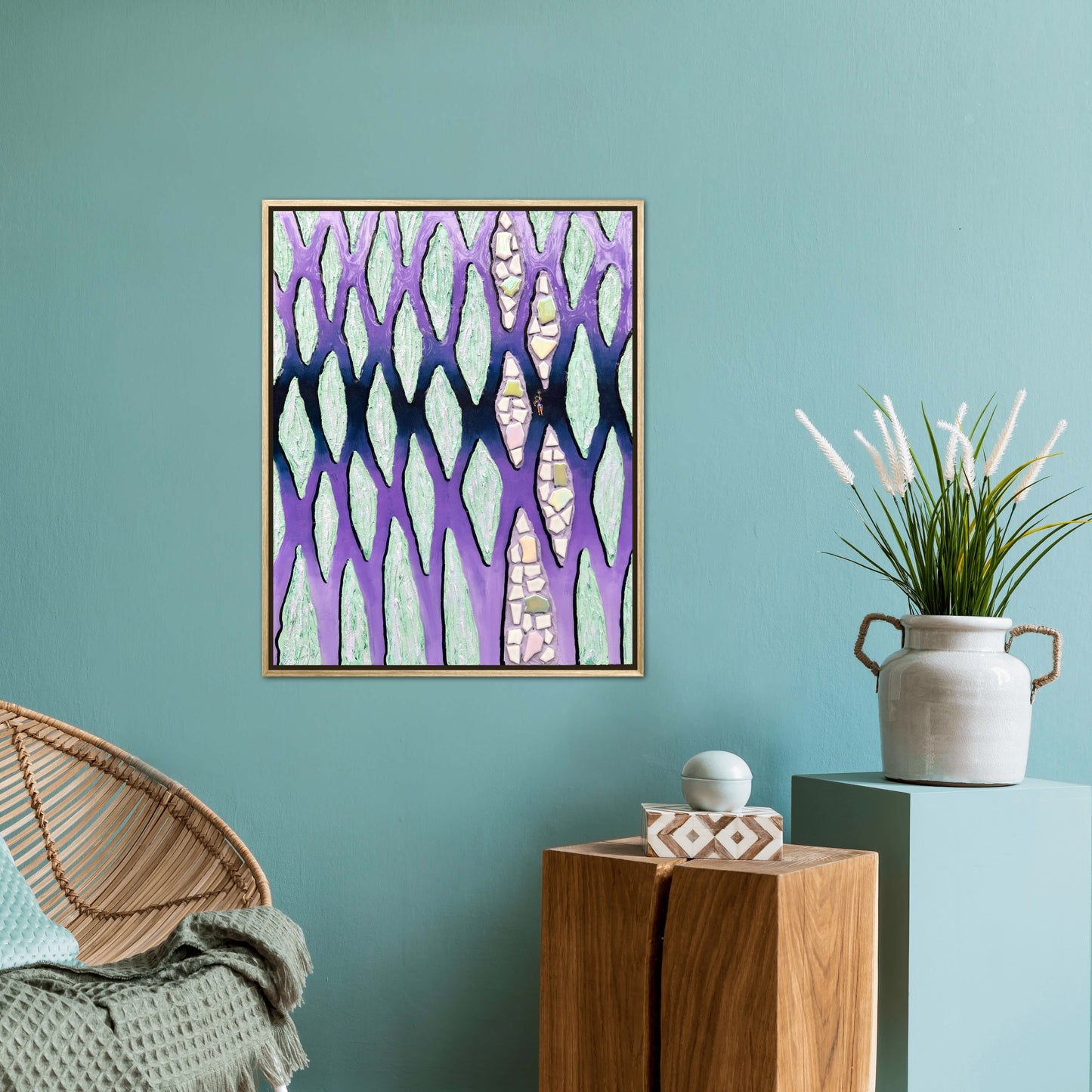 The Path Through the Darkness - 16x20in Mixed Media; Sand, Acrylic & Resin on Canvas Framed