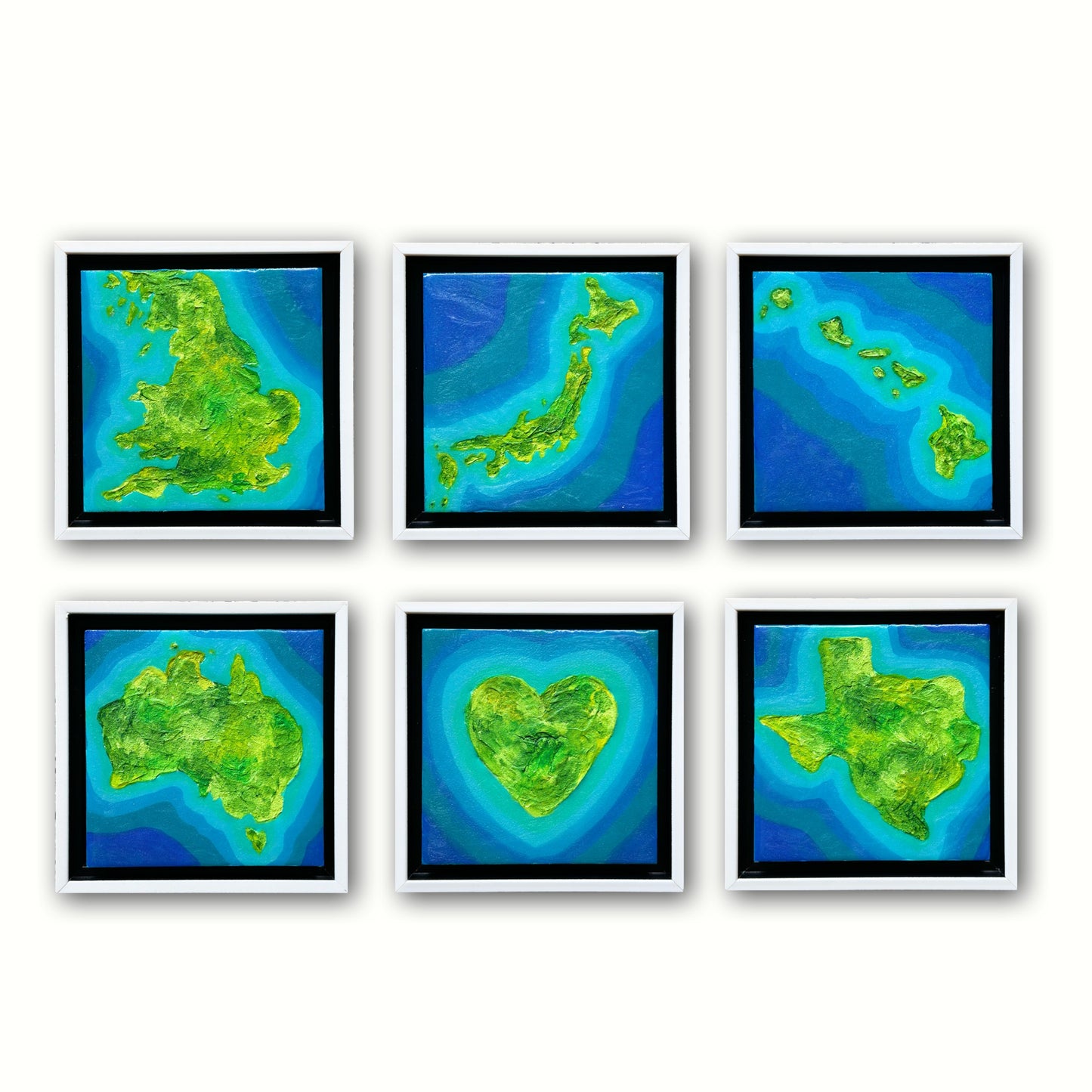 JAPAN MINI ISLAND ART MAP - 6x6 Framed Acrylic & Resin on Wood Panel