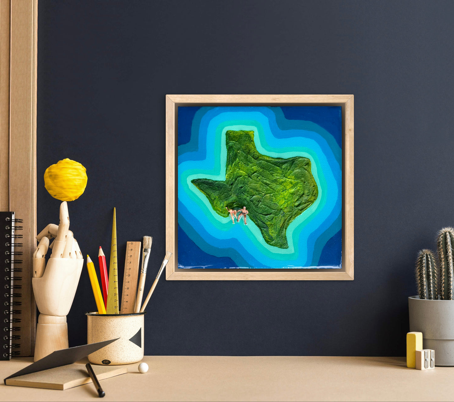 The Island of Texas: Just Us 6x6 Original Framed