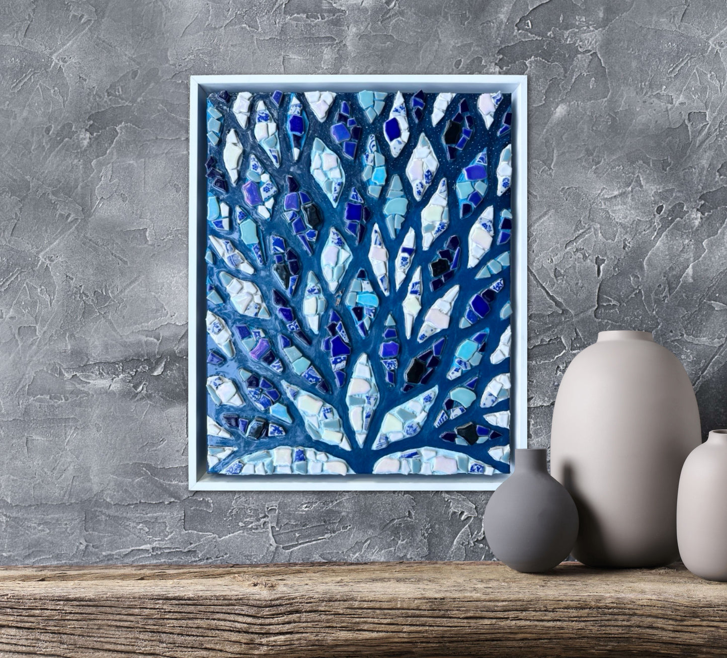 The Path is Blue Without You ll - 16x20in Mixed Media; Sand, Acrylic & Resin on Canvas Framed