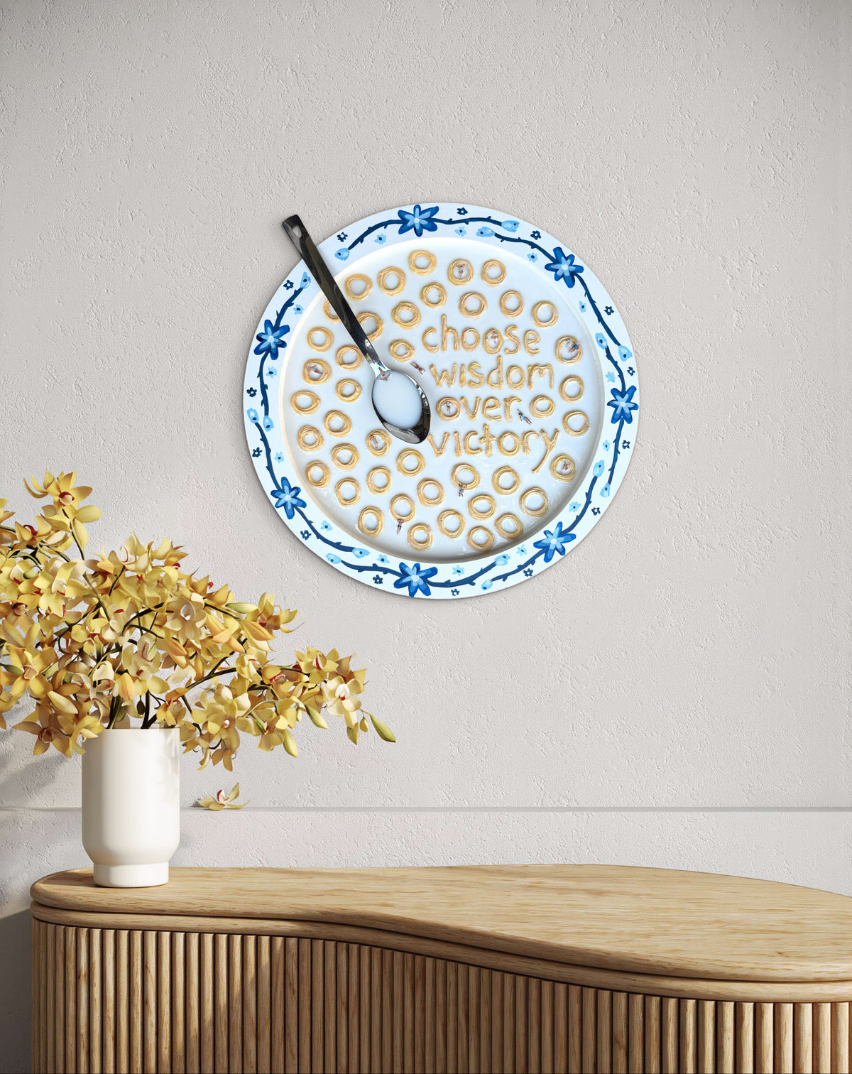 Wisdom for Breakfast: Cheerios for Goddess Athena - 20x20in Mixed Media