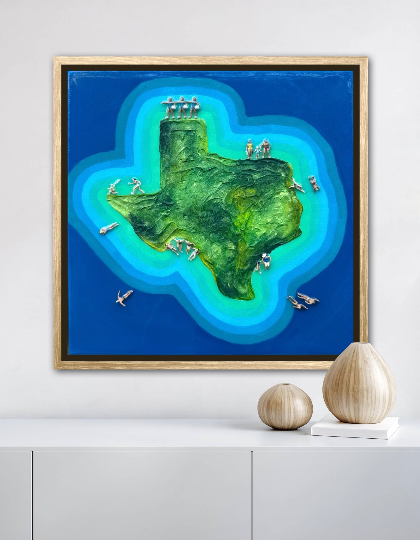 The Island of Texas 12x12in Original Framed