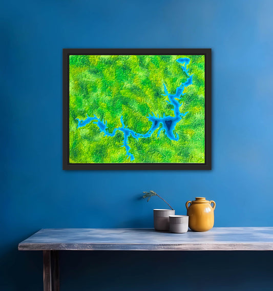 Lake Texoma, Texas - 16x20 Fine Art Map made with Acrylic & Resin on Canvas