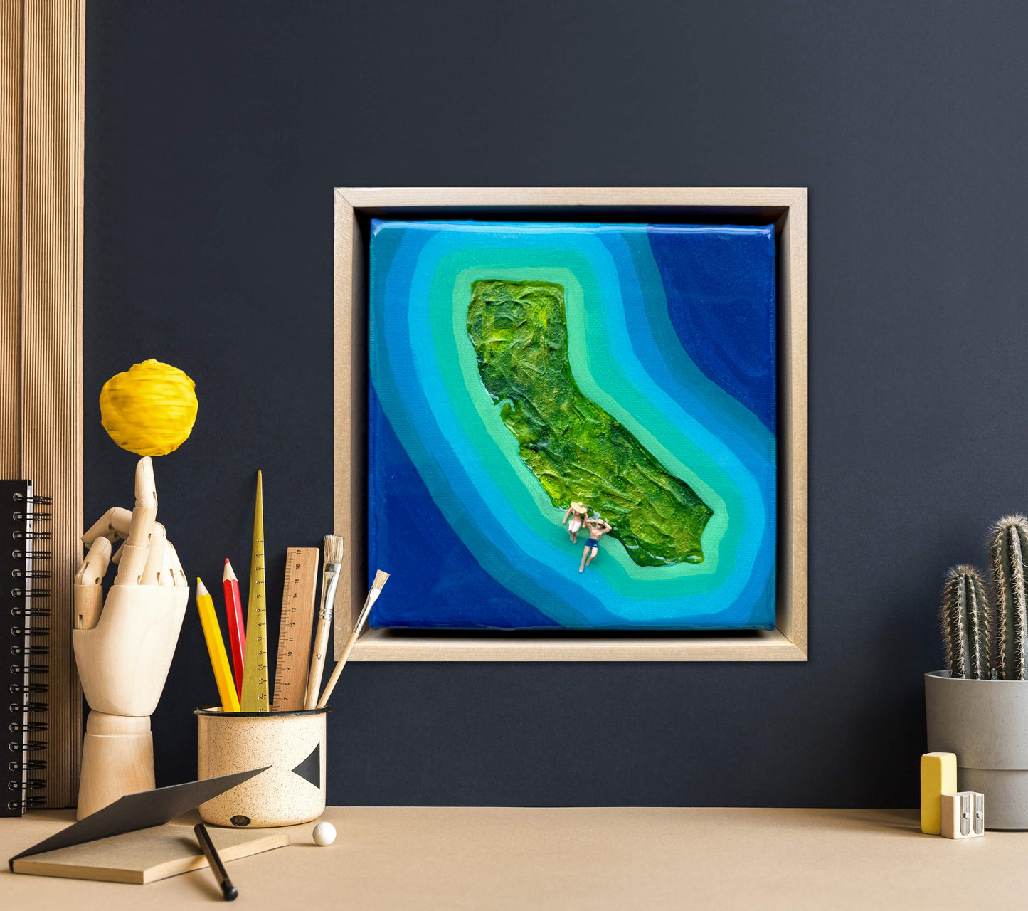The Island of California: Just You & Me 6x6 Original Framed