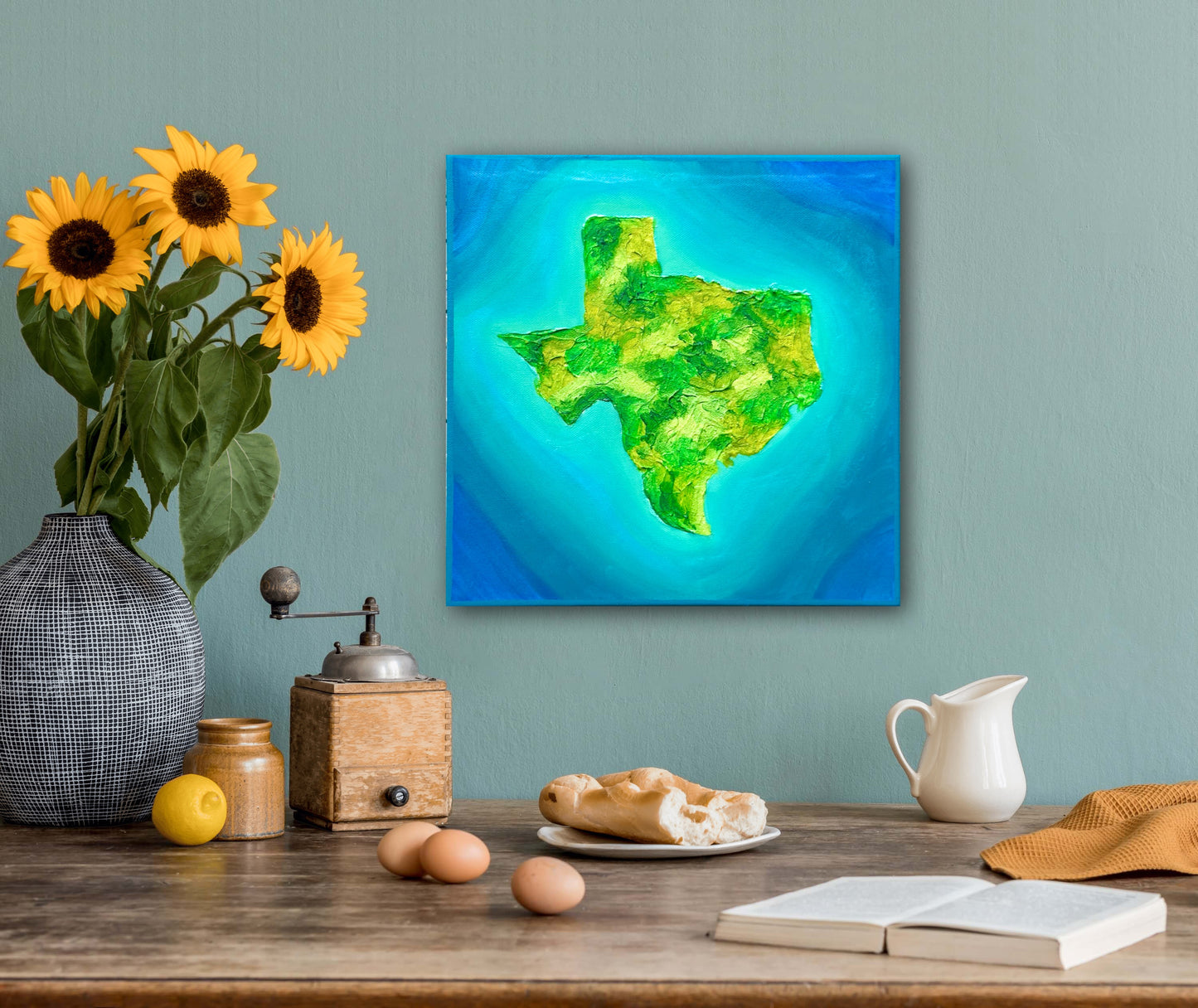 THE ISLAND OF TEXAS - 12x12in Acrylic & Resin on Canvas