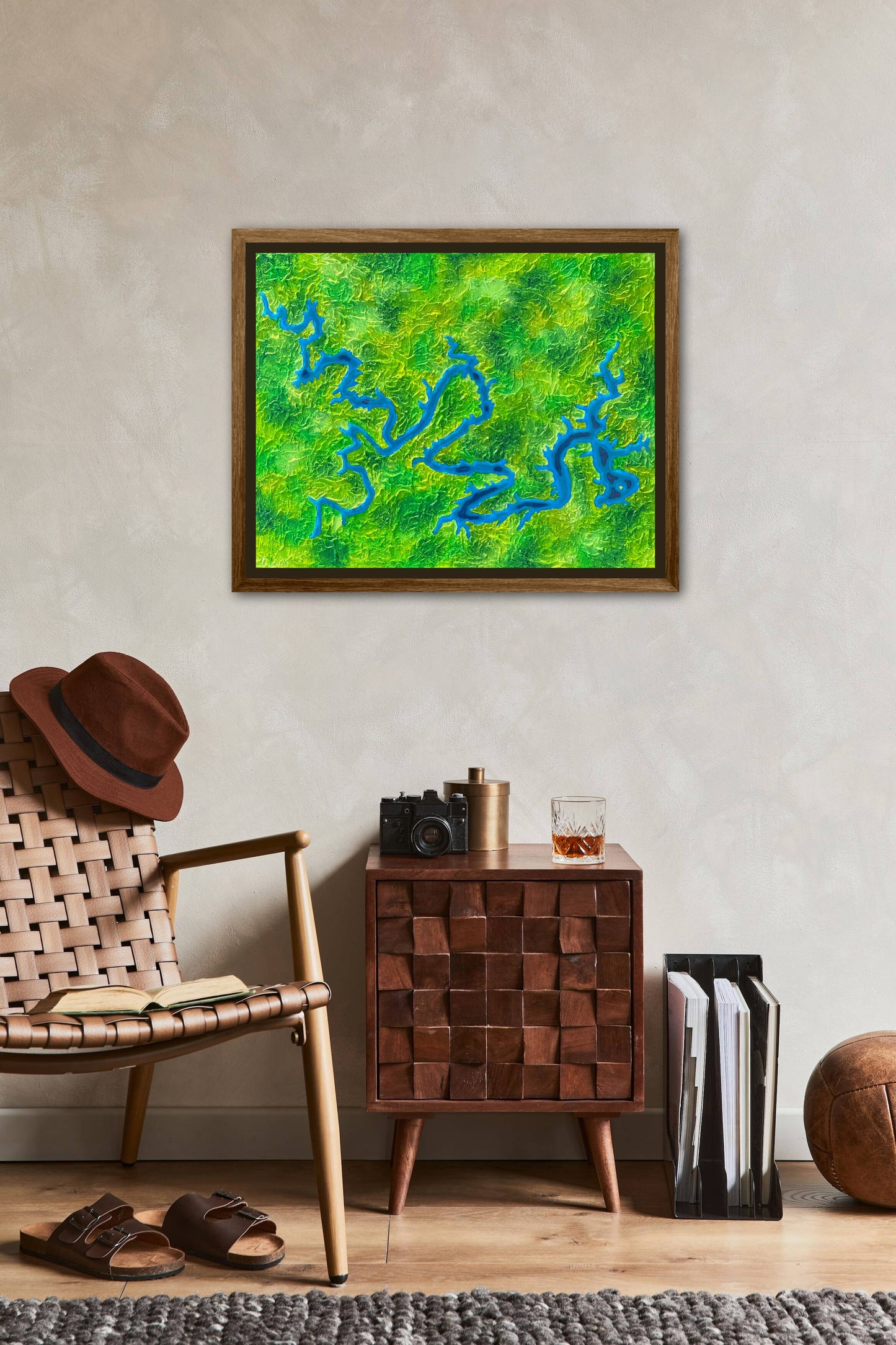 Lake Travis, Texas - 16x20 Fine Art Map made with Acrylic & Resin on Canvas