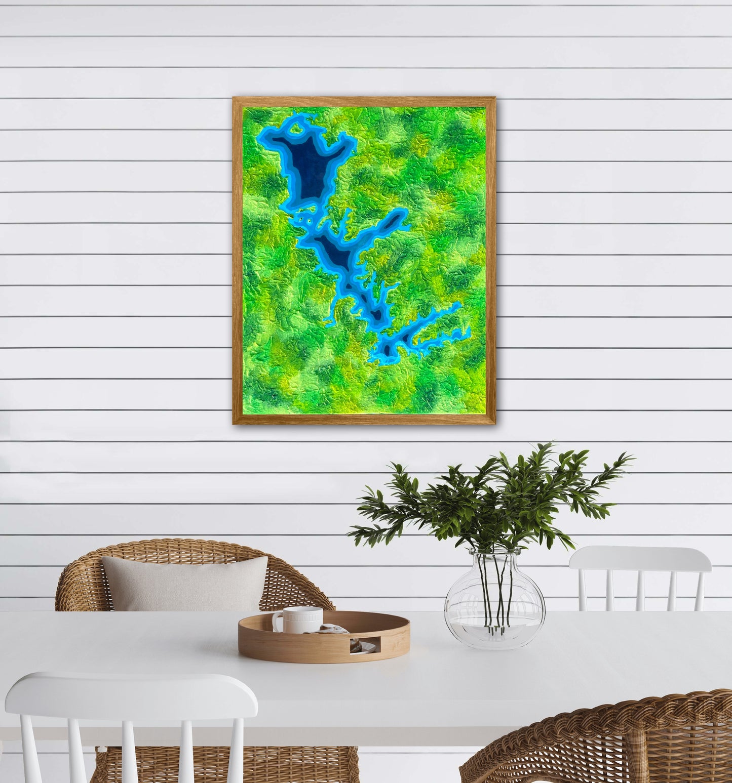 Cedar Creek Lake, Texas - 16x20 Fine Art Map made with Acrylic & Resin on Canvas