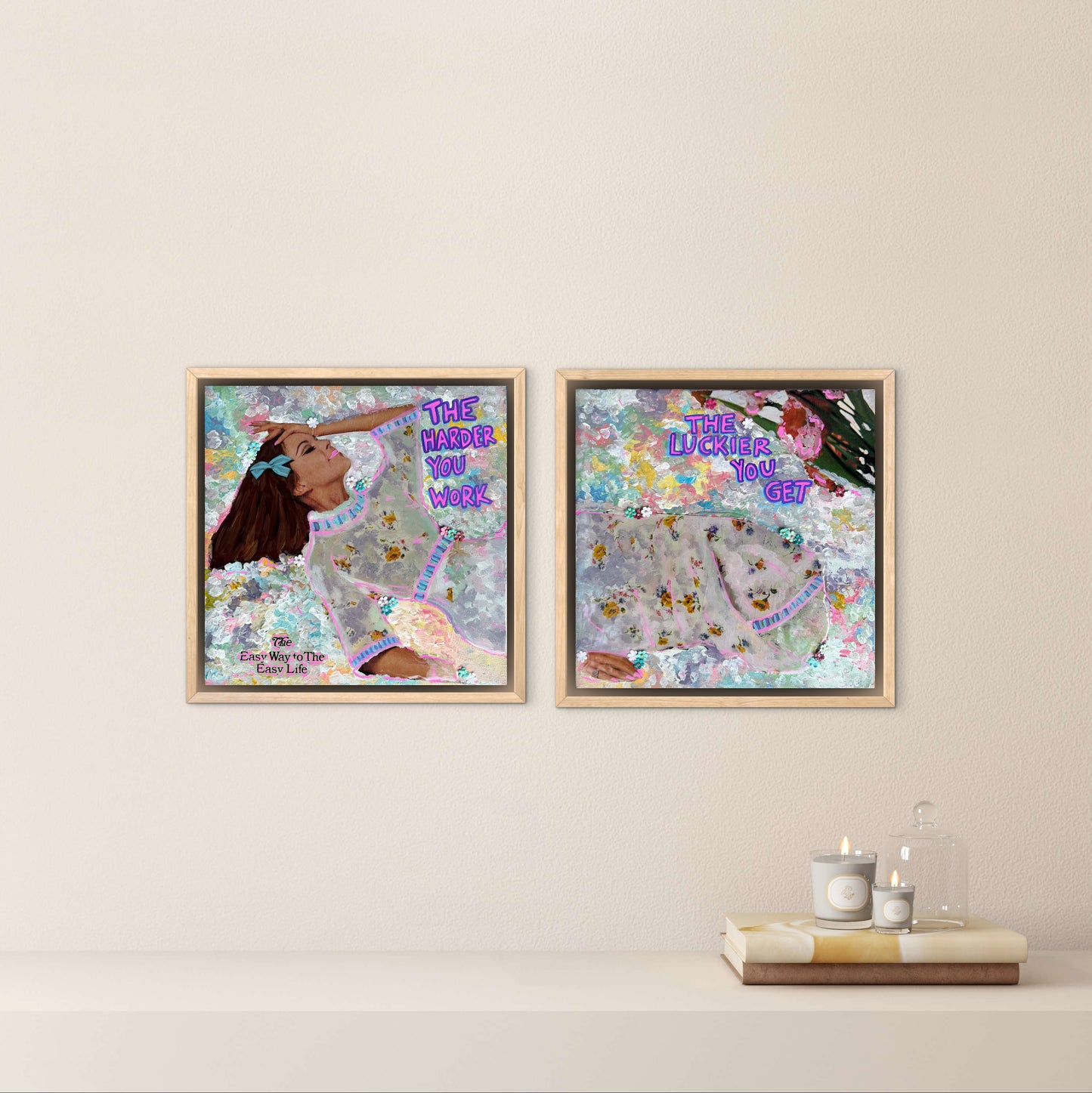 The Harder I Work, The Luckier I Get - 12x24in (2-12x12) Acrylic & Resin on Canvas