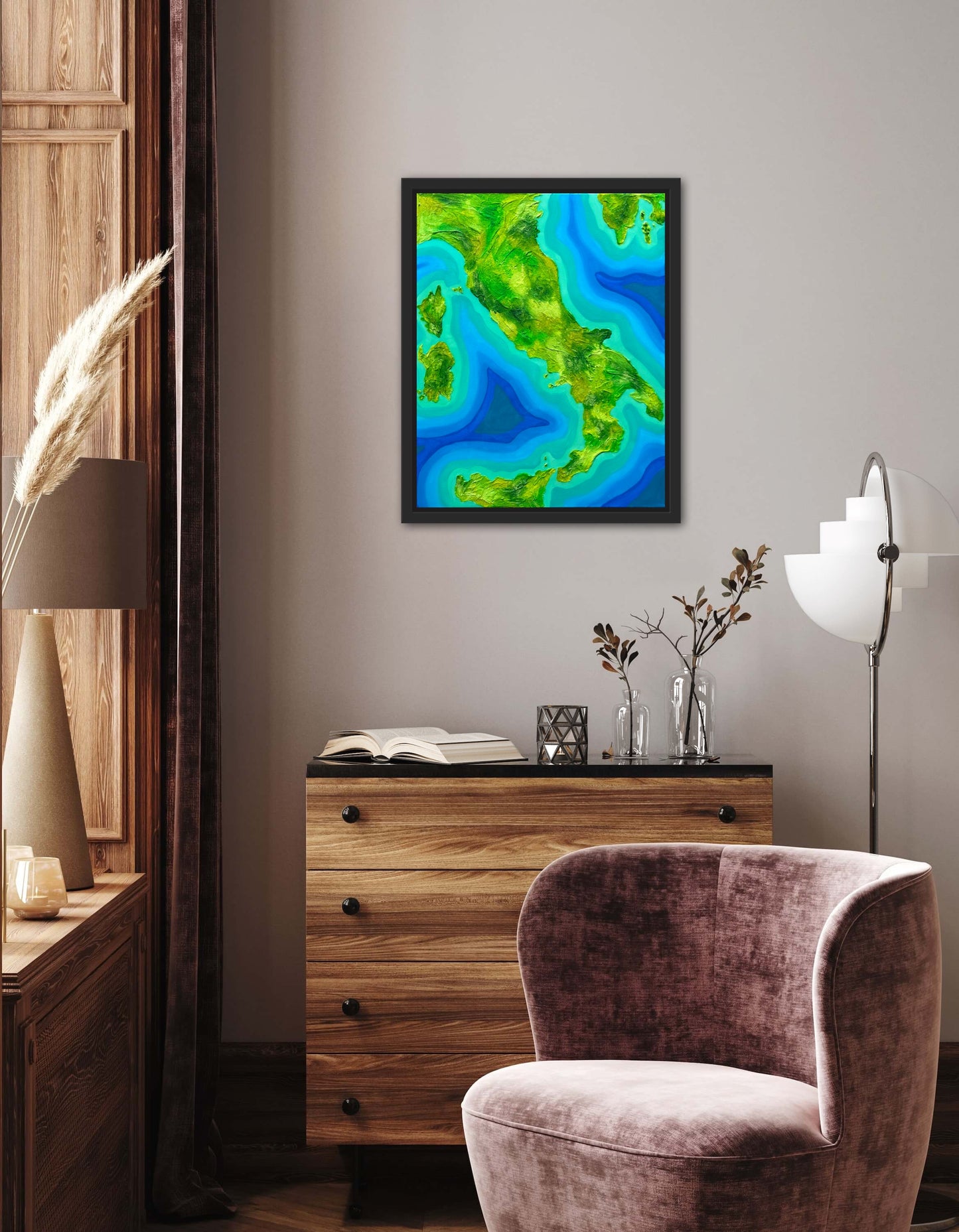 Italy 🇮🇹 - 16x20 Fine Art Map made with Acrylic & Resin on Canvas