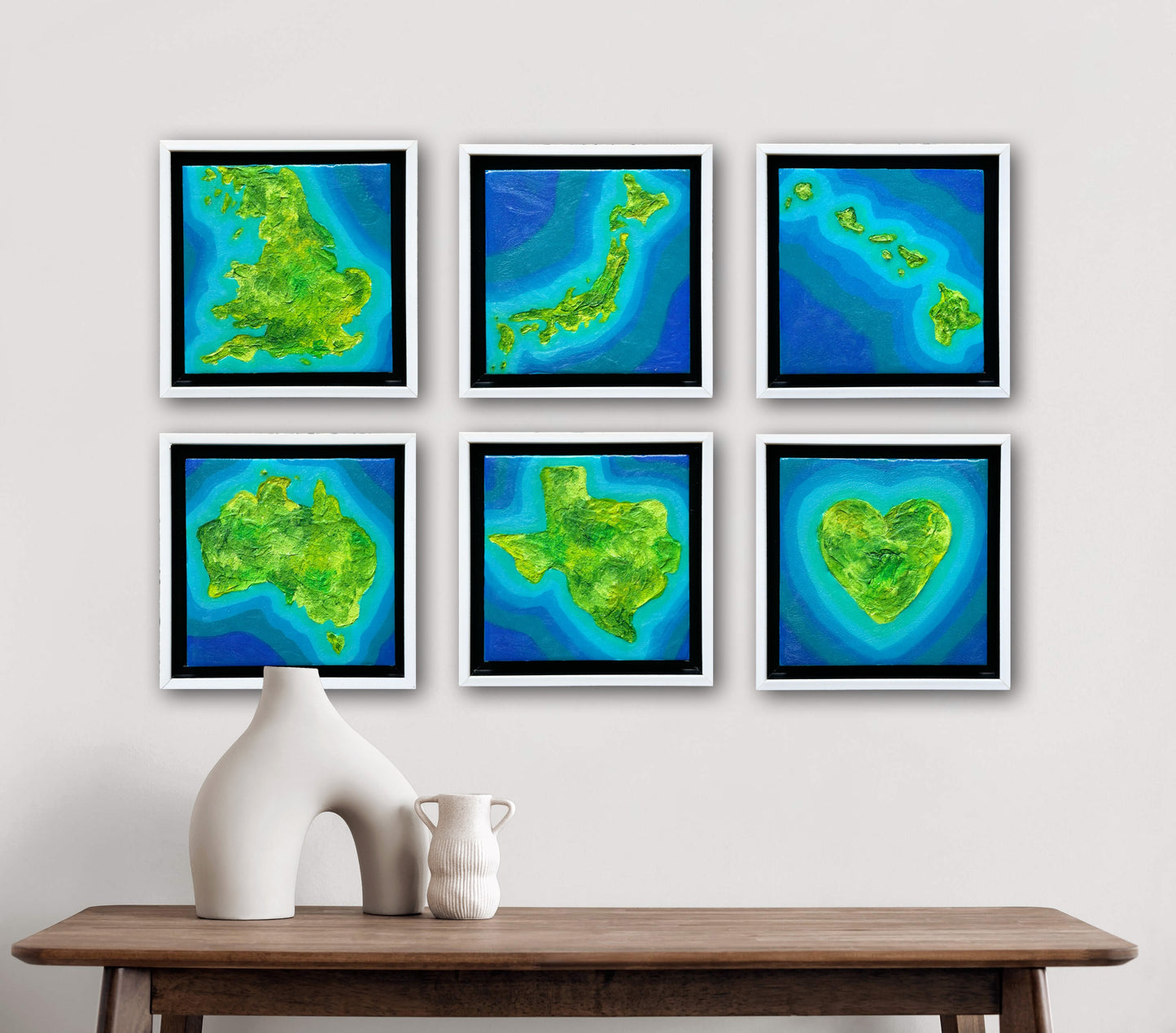 JAPAN MINI ISLAND ART MAP - 6x6 Framed Acrylic & Resin on Wood Panel