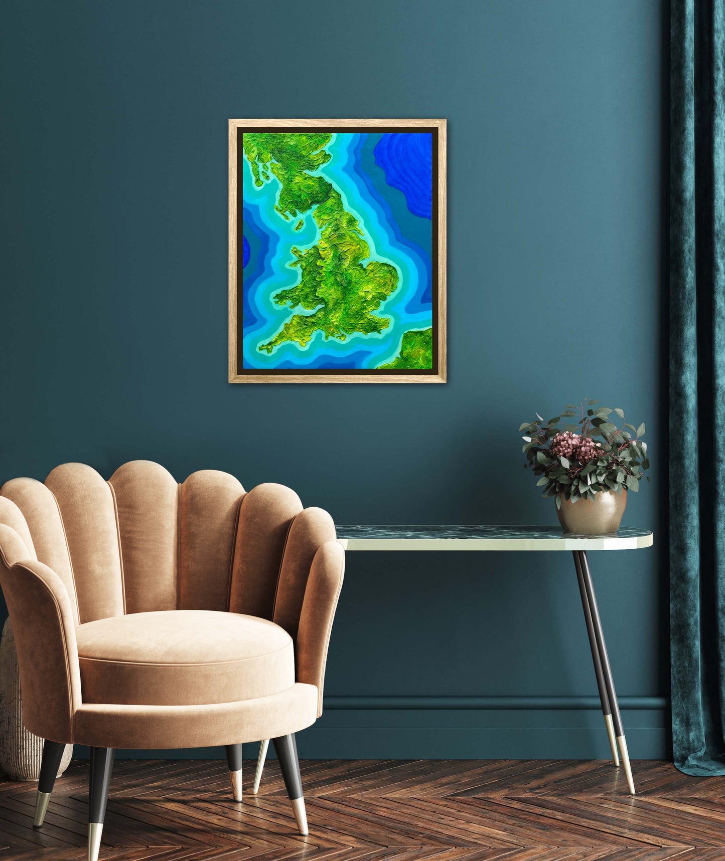 England 🏴󠁧󠁢󠁥󠁮󠁧󠁿🇬🇧 - 16x20 Fine Art Map made with Acrylic & Resin on Canvas