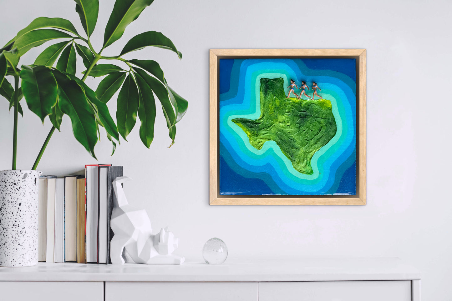 The Island of Texas: Triple the Fun! 6x6 Original Framed