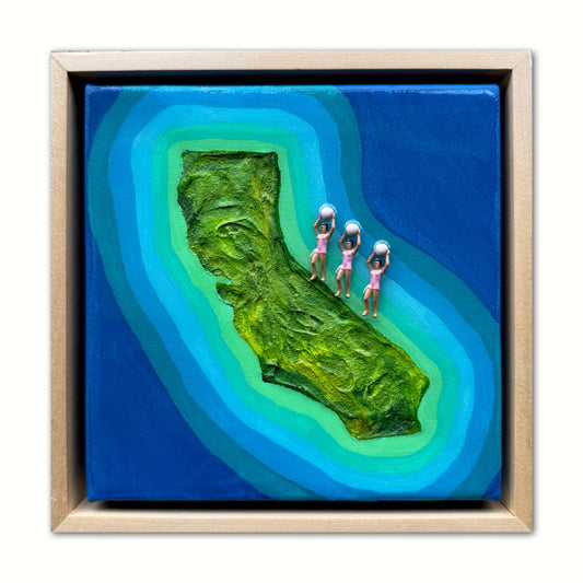 The Island of California: Girls Just Wanna Have Fun 6x6 Original Framed
