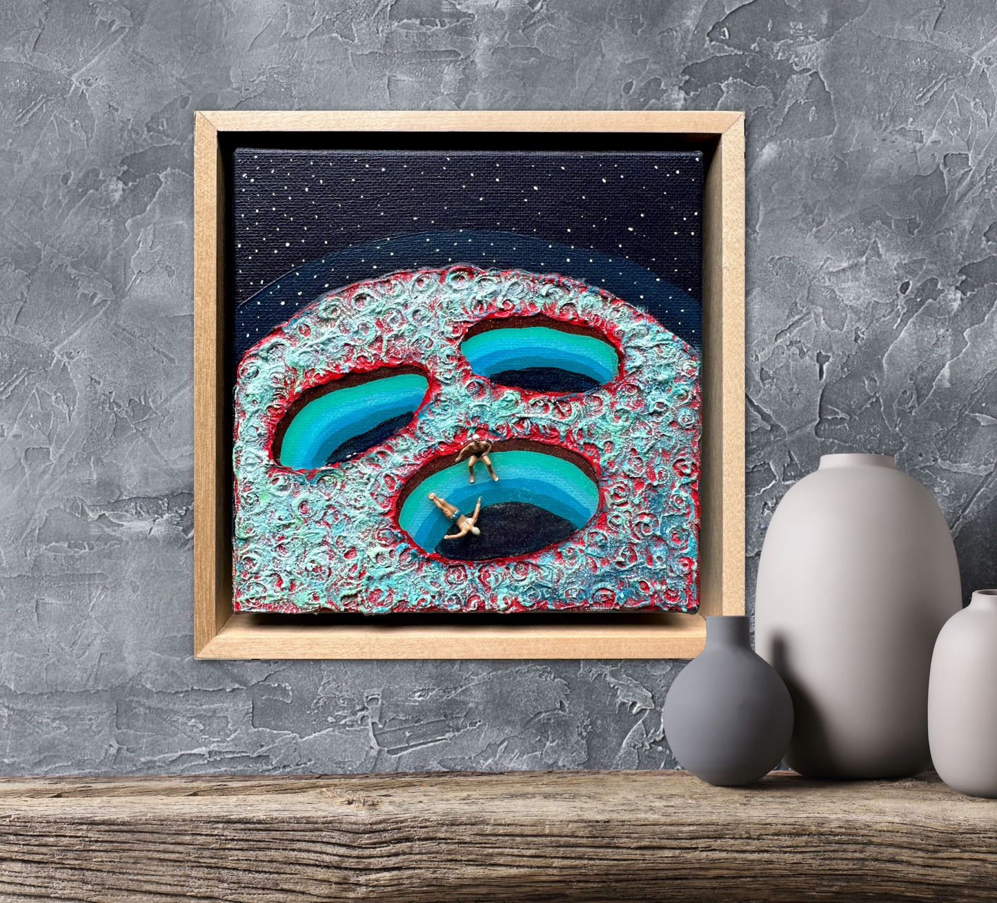 Vacation on Mars: Together Let’s Dive 6x6 Original Framed