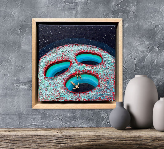 Vacation on Mars: Together Let’s Dive 6x6 Original Framed