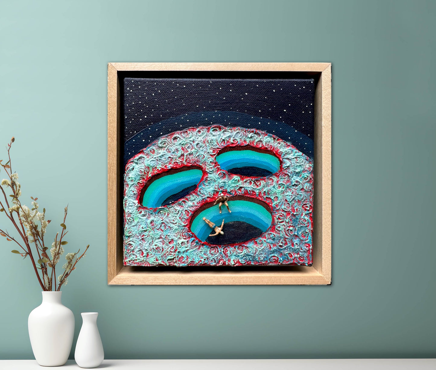 Vacation on Mars: Together Let’s Dive 6x6 Original Framed