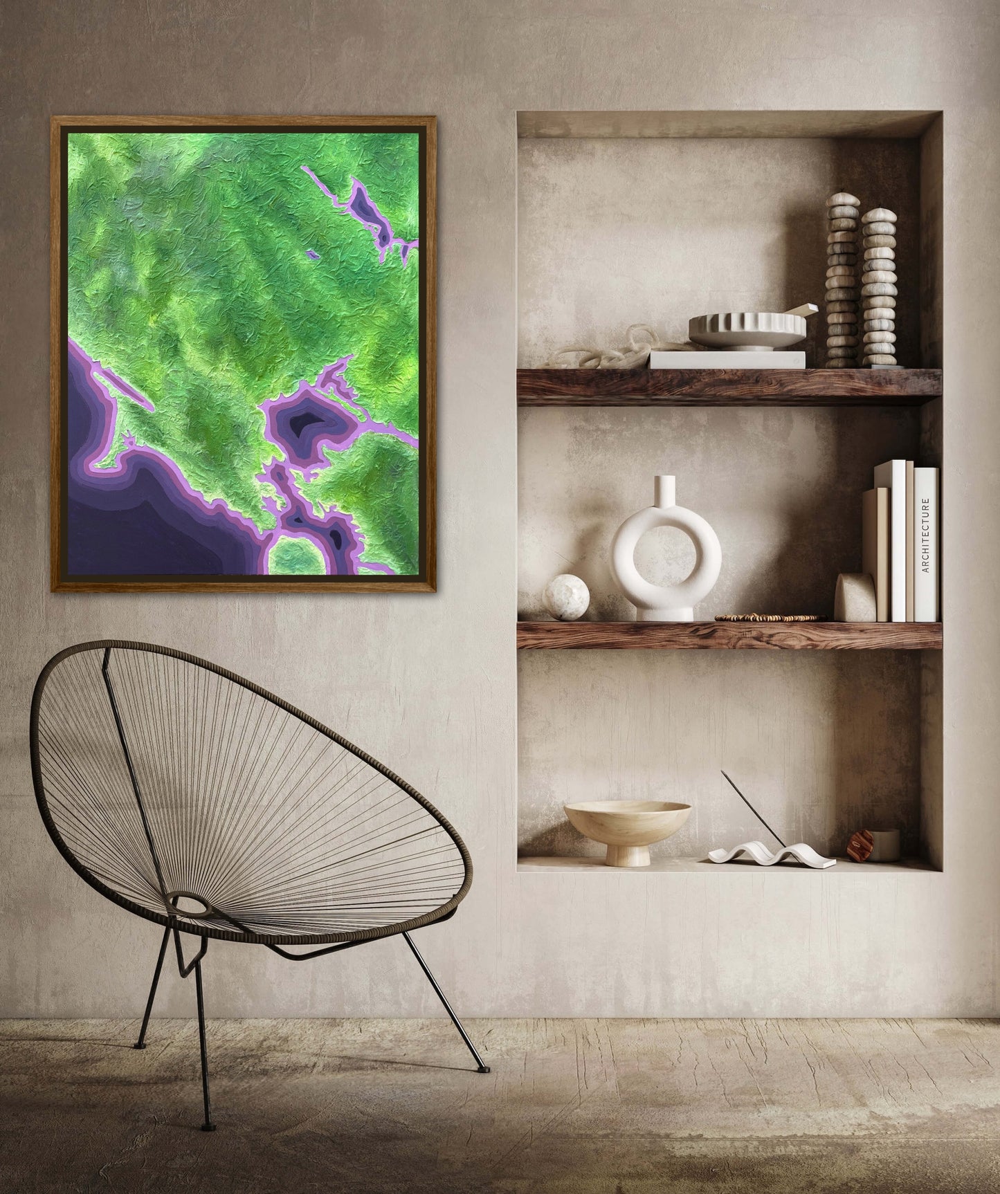 California Wine Country - 24x30in Fine Art Map made with Acrylic & Resin on Canvas Framed