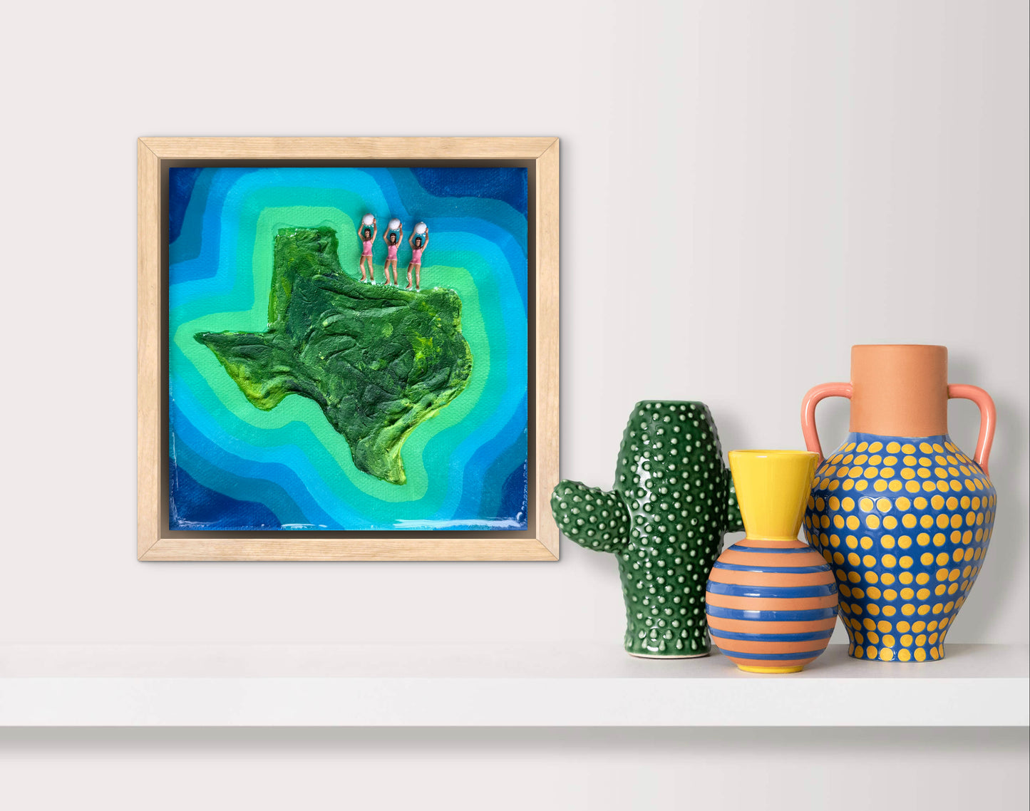 The Island of Texas: Girls Just Wanna Have Fun! 6x6 Original Framed