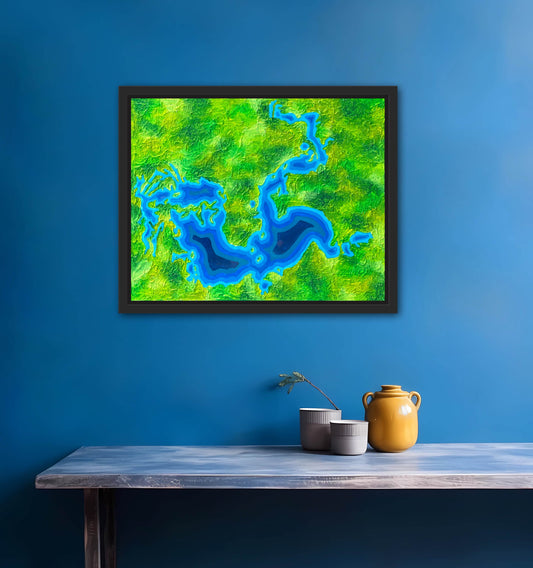 Caddo Lake, Texas - 16x20 Fine Art Map made with Acrylic & Resin on Canvas