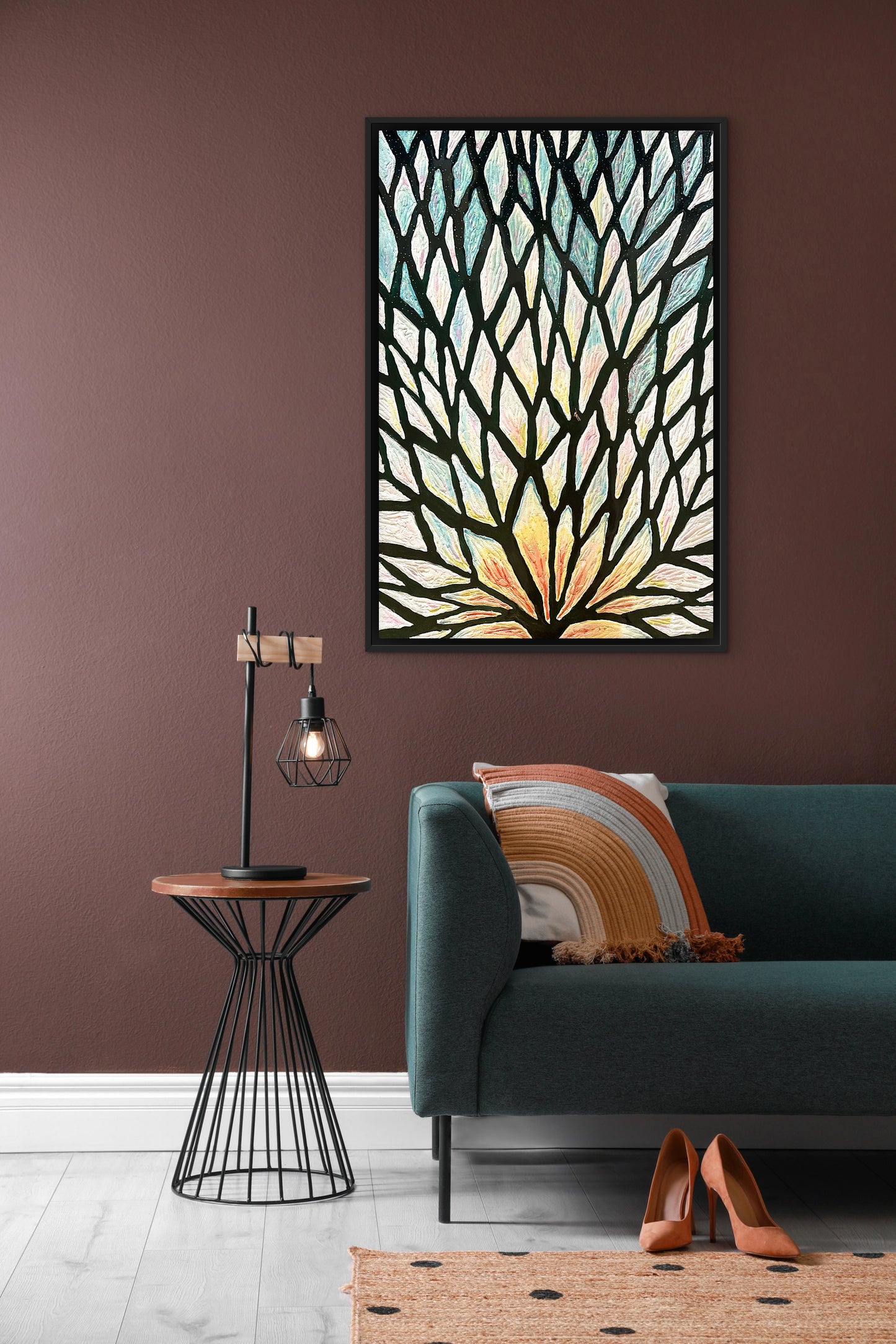The Path of the White Lotus - 24x36in Mixed Media; Sand, Acrylic & Resin on Canvas Framed