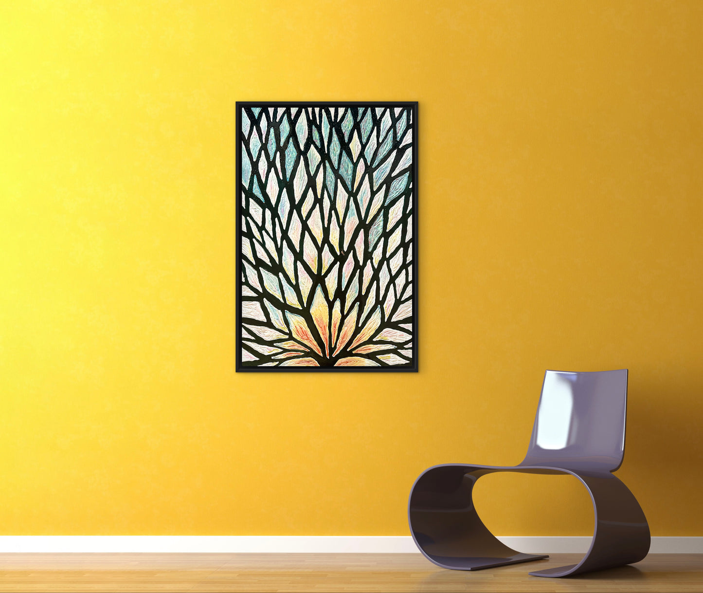The Path of the White Lotus - 24x36in Mixed Media; Sand, Acrylic & Resin on Canvas Framed
